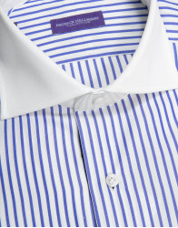 Patrick Hellmann Collection White Shirt With Blue Line And Pure Collar thumbnail 2